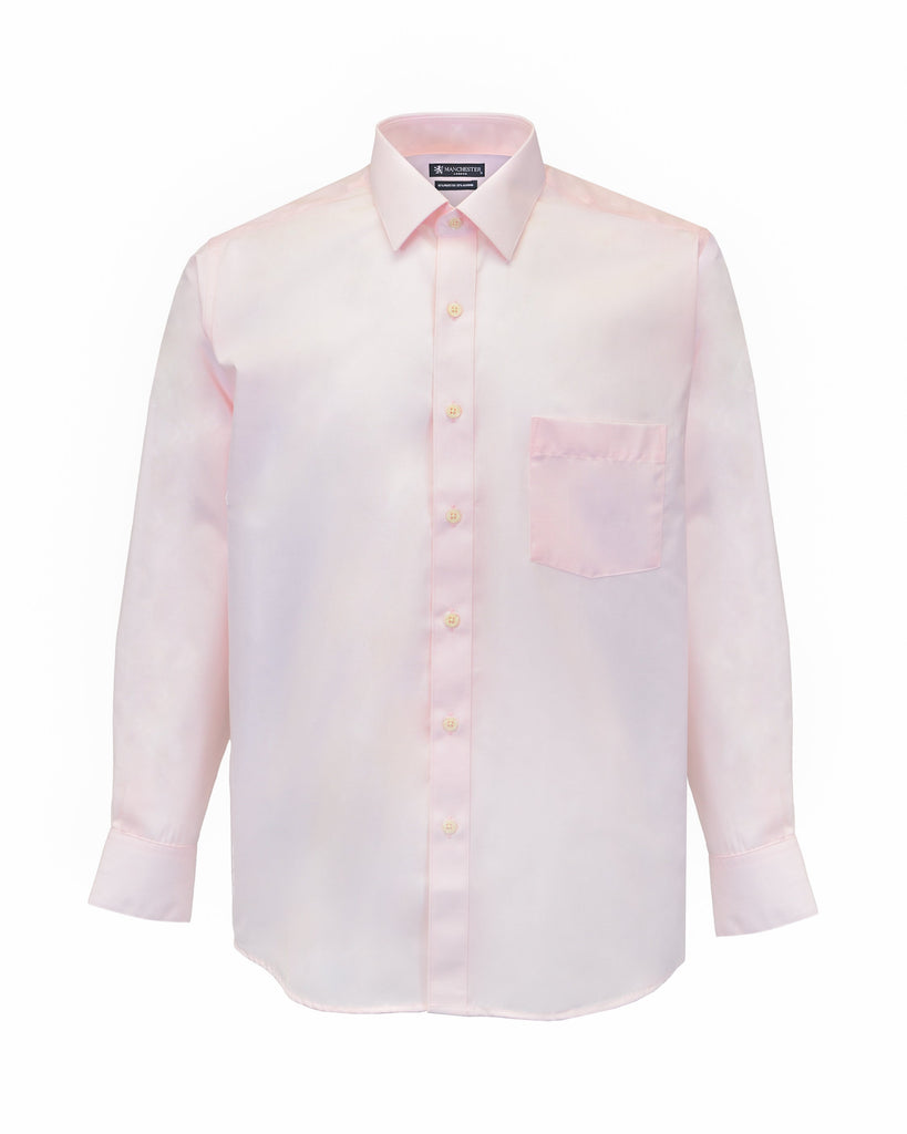Manchester Camisa de Vestir Lisa en Algodon-Poliester con Cuello Boss y Puño de Pico en Piñon Vista Frontal