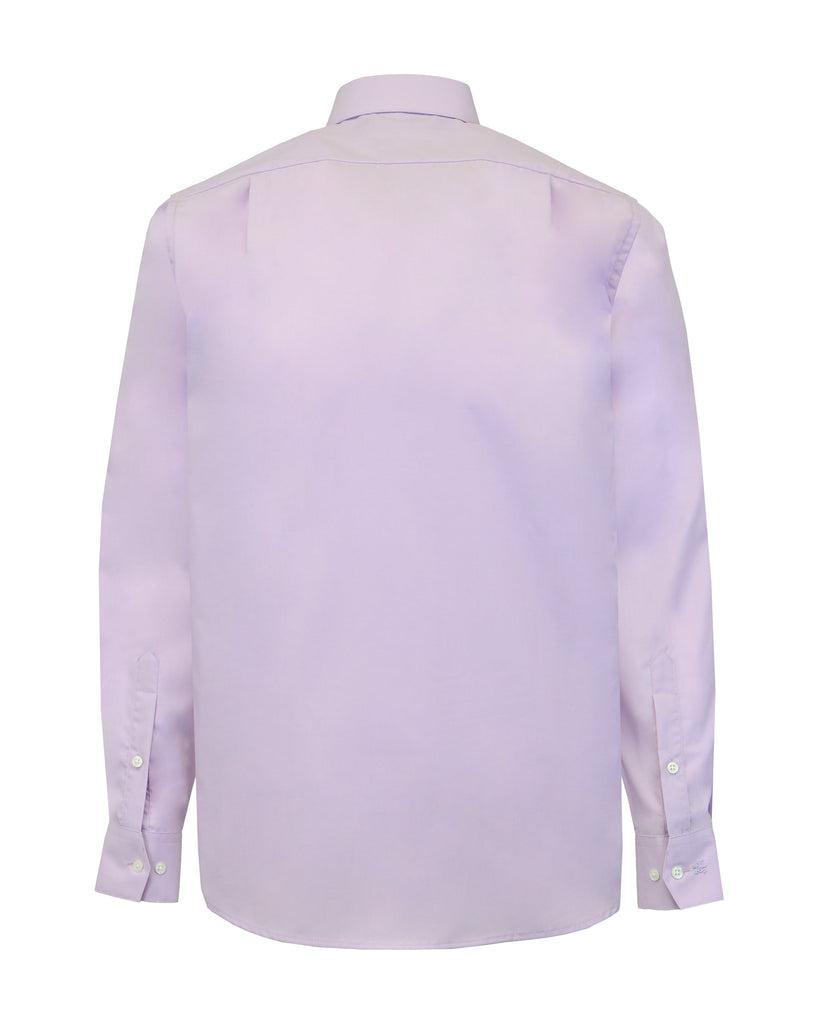 Manchester Camisa de Vestir Lisa en Algodon-Poliester Cuello Boss en Lila VIsta de Espalda