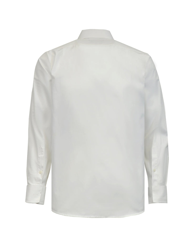 Manchester Camisa de Etiqueta en Blanco con Cuello Roma y Puño Doble con Alforzas Vista de Espalda