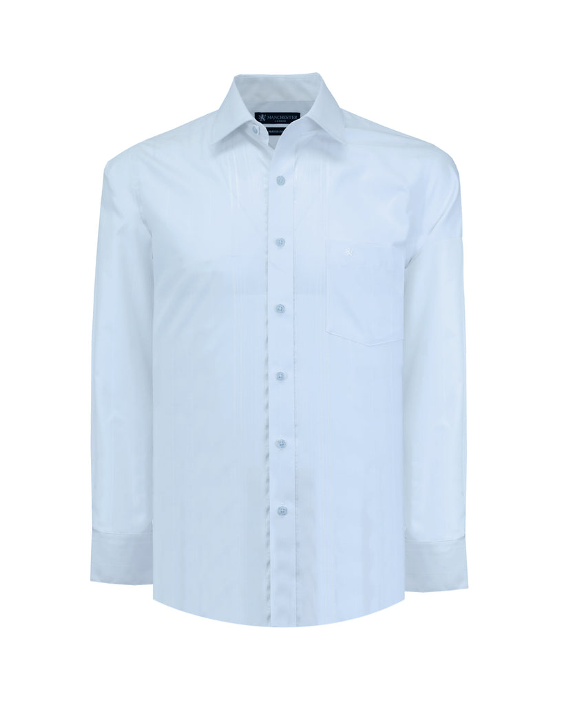 Camisa Vestir Manchester Cuello Ajustable en Azul Poliester y Algodon