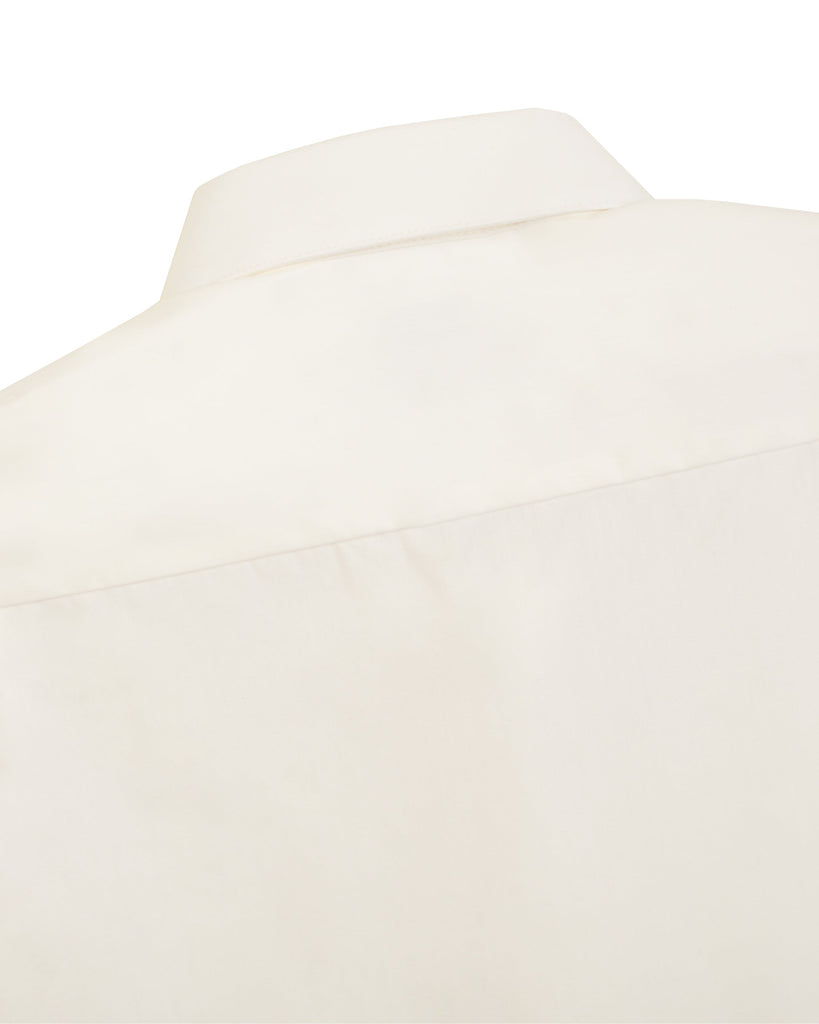 Manchester Camisa de Vestir Hueso Regular Fit Manga Larga Cuello Ajustable Vista Cuello de Espalda