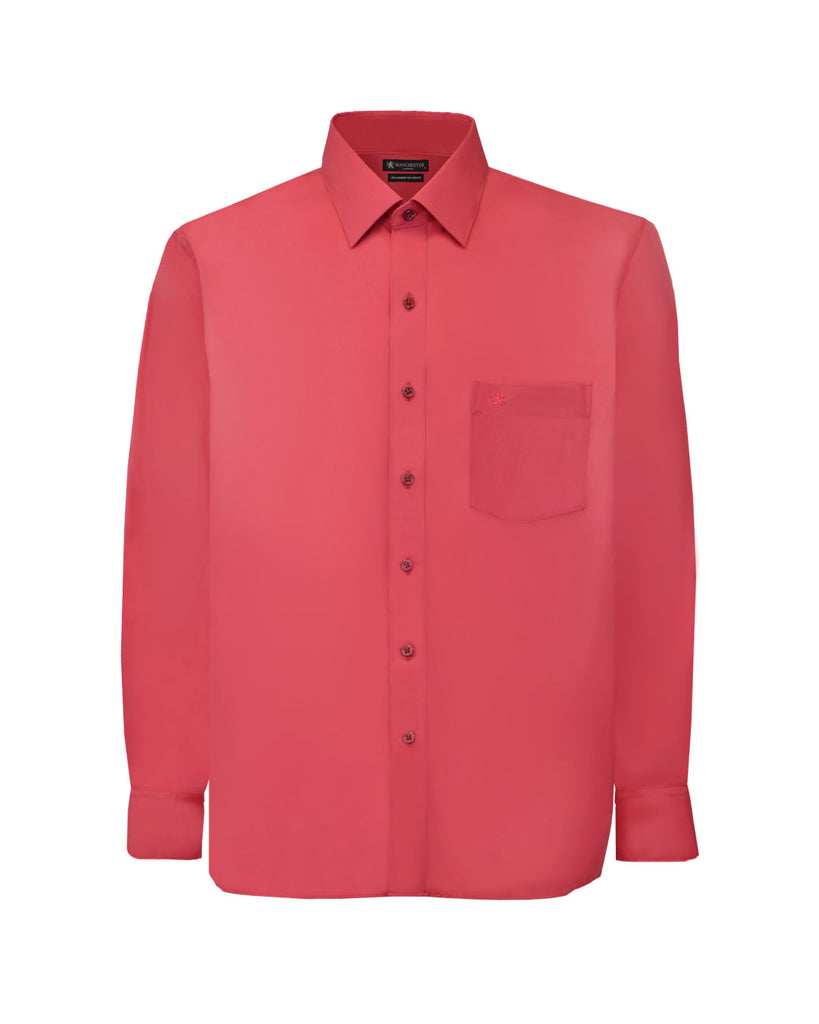 Manchester Camisa de Vestir Regular Fit Manga Larga Cuello Ajustable Vista Frontal