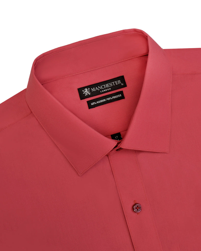 Manchester Camisa de Vestir Regular Fit Manga Larga Vista Cuello Ajustable