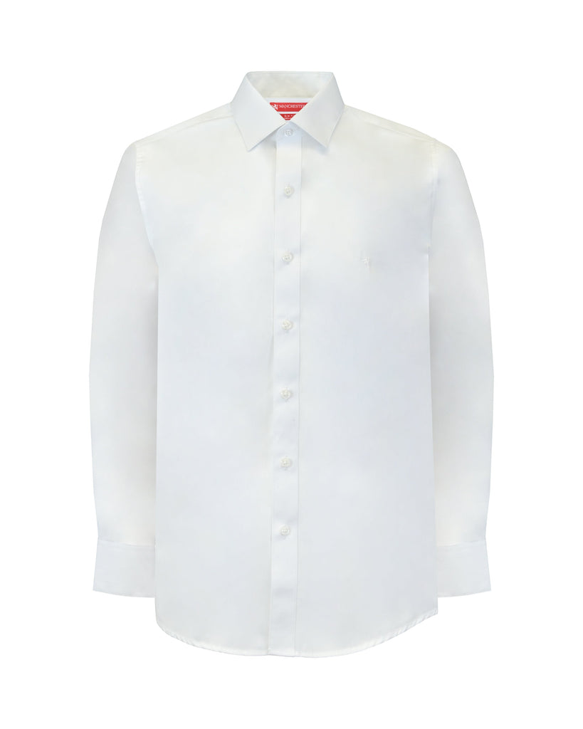 Manchester Camisa de Vestir en Blanco Slim Fit Puño Convertible en Algodon- Poliester Vista Frontal