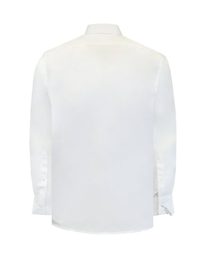 Manchester Camisa de Vestir en Blanco Slim Fit Puño Convertible en Algodon- Poliester Vista de Espalda