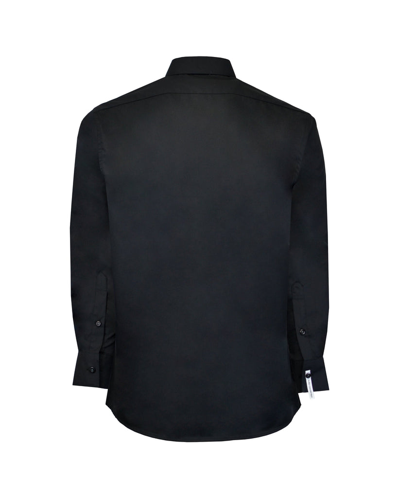 Manchester Camisa de Vestir en Negro Slim Fit Puño Convertible en Algodon- Poliester Vista Espalda