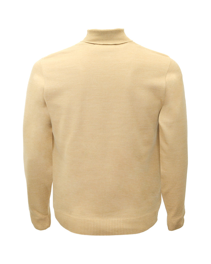 Manchester Sueter Beige Slim Fit en Acrilico Vista Cuello de Tortuga Espalda