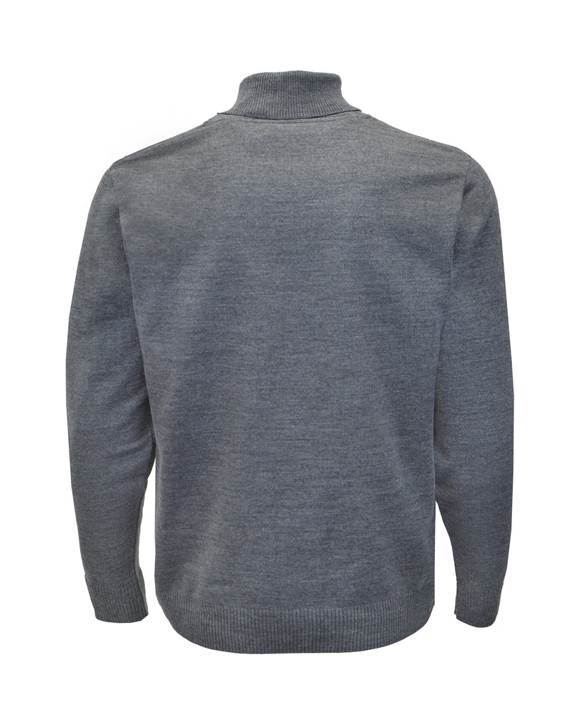 Manchester Sueter Gris Oxford Slim Fit en Acrilico Vista Cuello de Tortuga Espalda