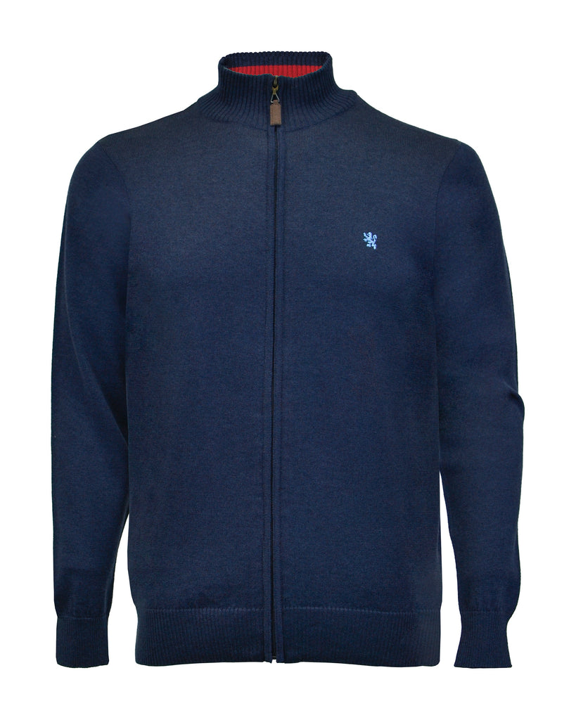 Manchester Sueter con Zipper Cuello Mock Marino Jaspe Vista Frontal