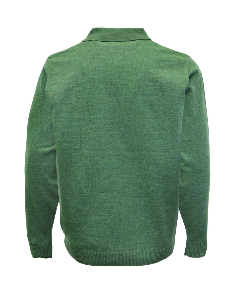 Manchester Sueter en Verde Cuello con Botones Slim Fit en Acrilico Vista de Espalda