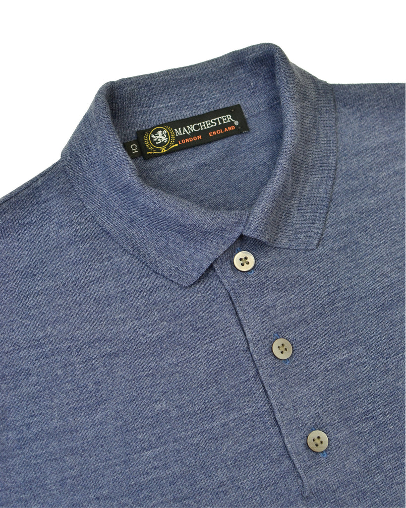 Manchester Sueter Cuello con Botones Slim Fit en Acrilico Vista Cuello con Botones