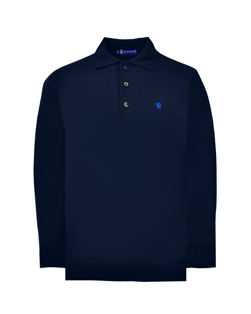 Manchester Sueter Marino Cuello con Botones Slim Fit Vista Frontal