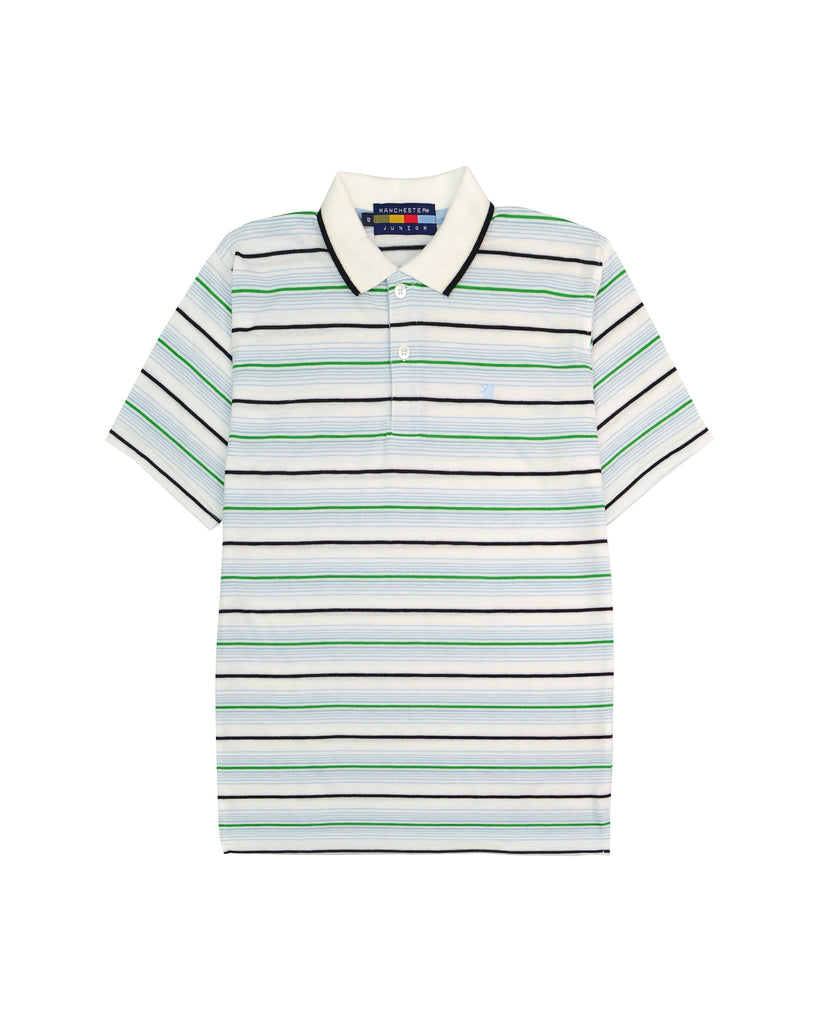 Manchester Junior Camisa Polo Manga Corta en Lineas Vista Frontal