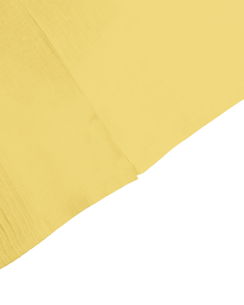 Manchester Junior Guayabera de Lino Manga Larga Vista de Mangas en Amarillo