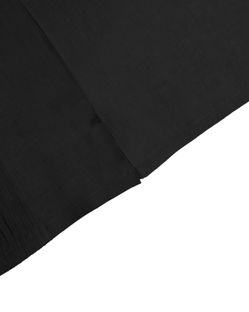 Manchester Junior Guayabera de Lino Manga Larga Vista de Mangas en Negro