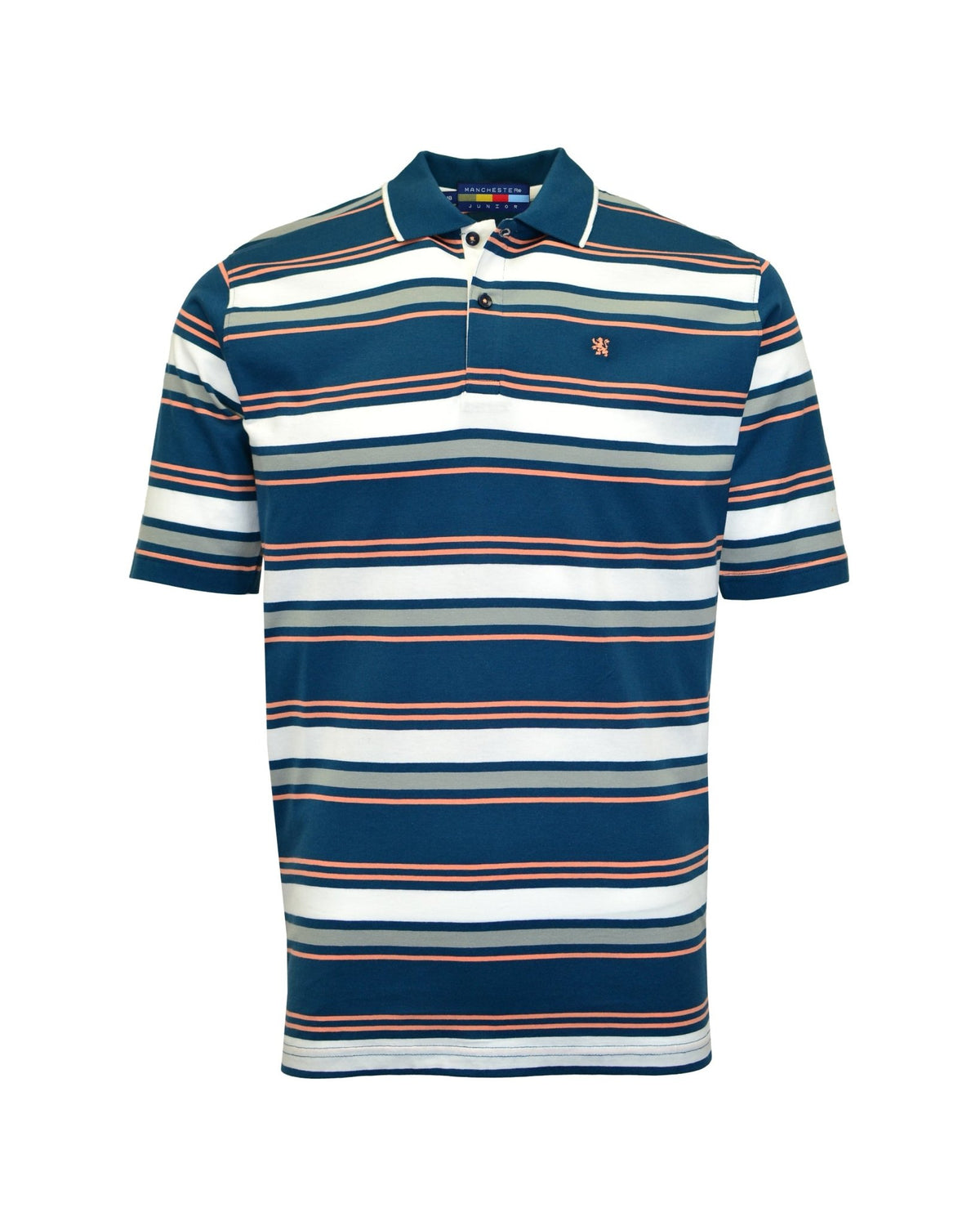 Manchester Junior Polo 100% Algodón Patrón de Rayas - Manga Corta color marino para niño