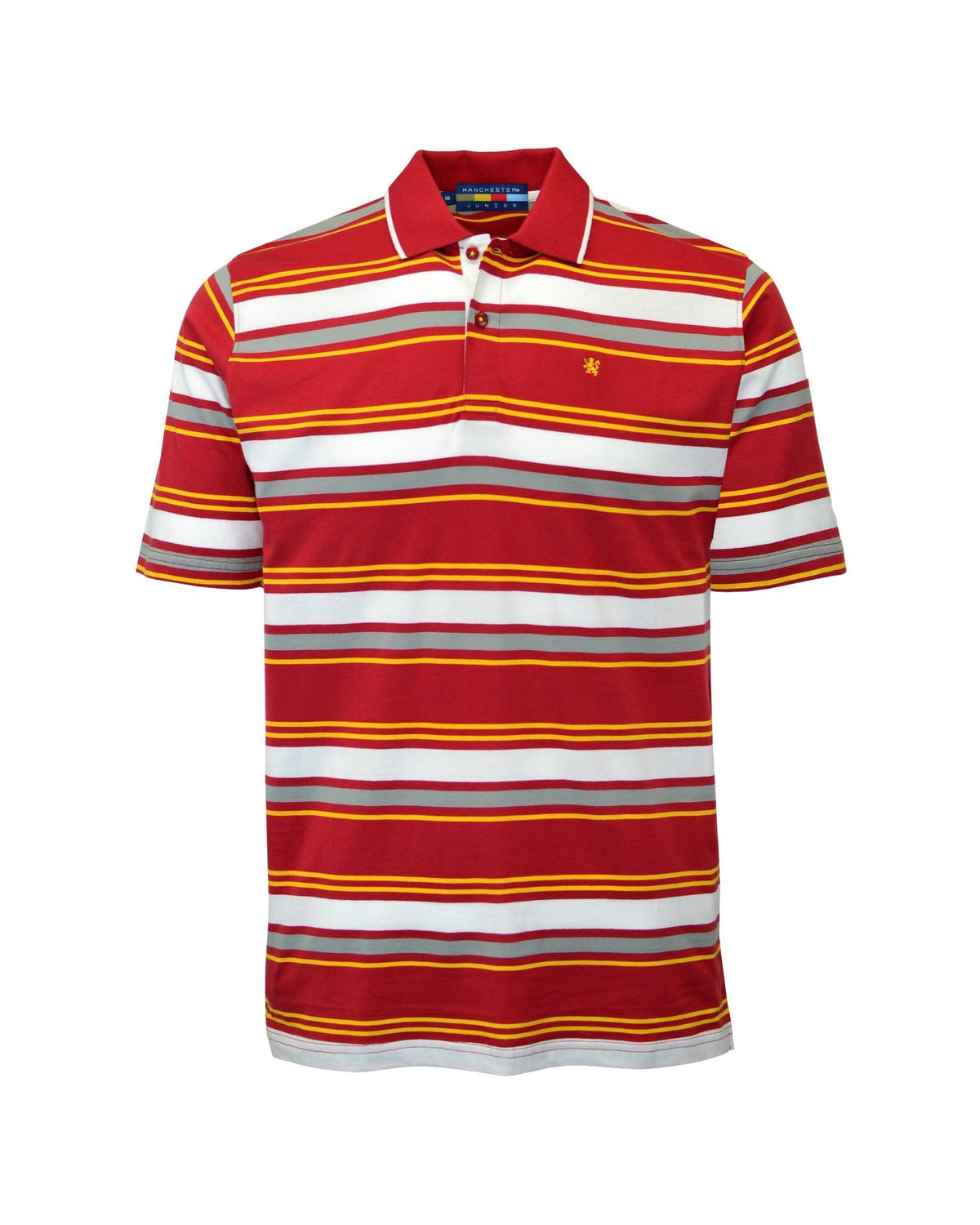 Manchester Junior Polo 100% Algodón Patrón de Rayas - Manga Corta color vino para niño