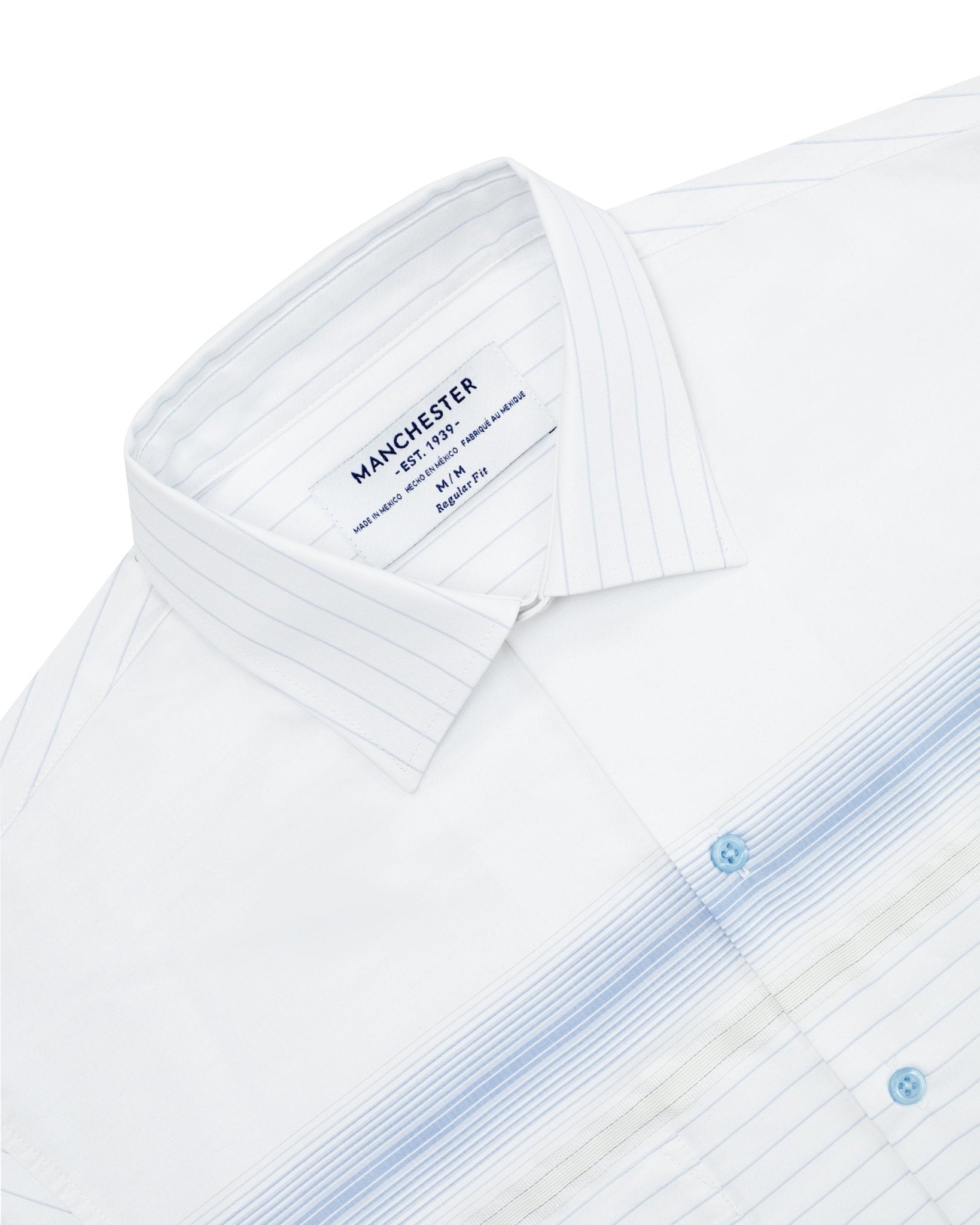 Manchester Camisa Casual Tipo Chazarilla Diseño de Rayas con Doble Bolsillo - Manchester