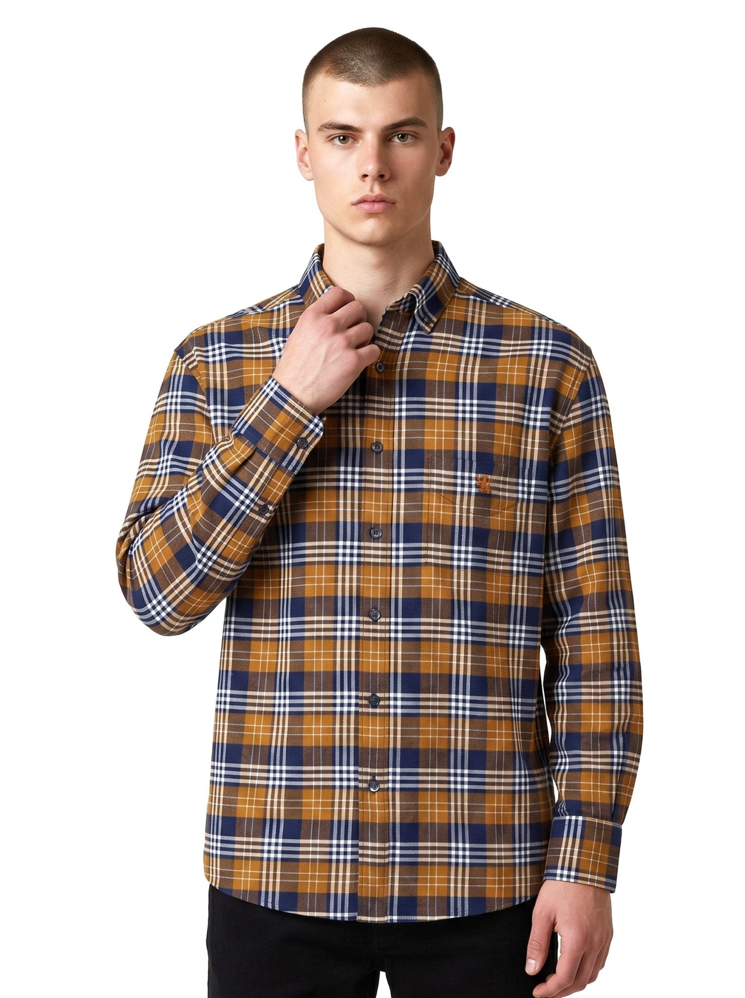 Manchester Camisa Franela Button Down Cuadrado - 100% Algodón - Manchester