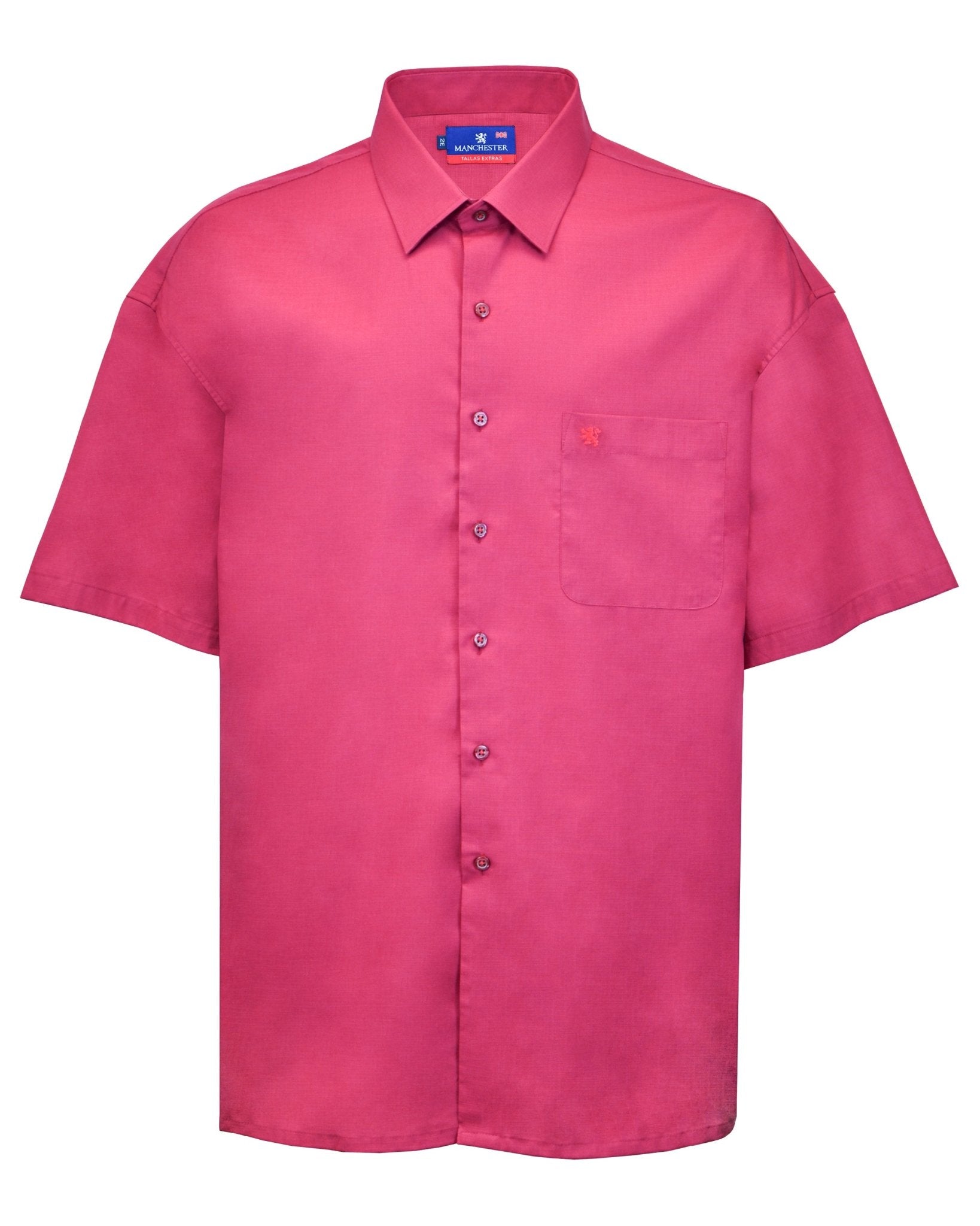 Manchester Camisa Casual Big and Tall Algodón y Poliéster Manga Corta color guindo para hombre