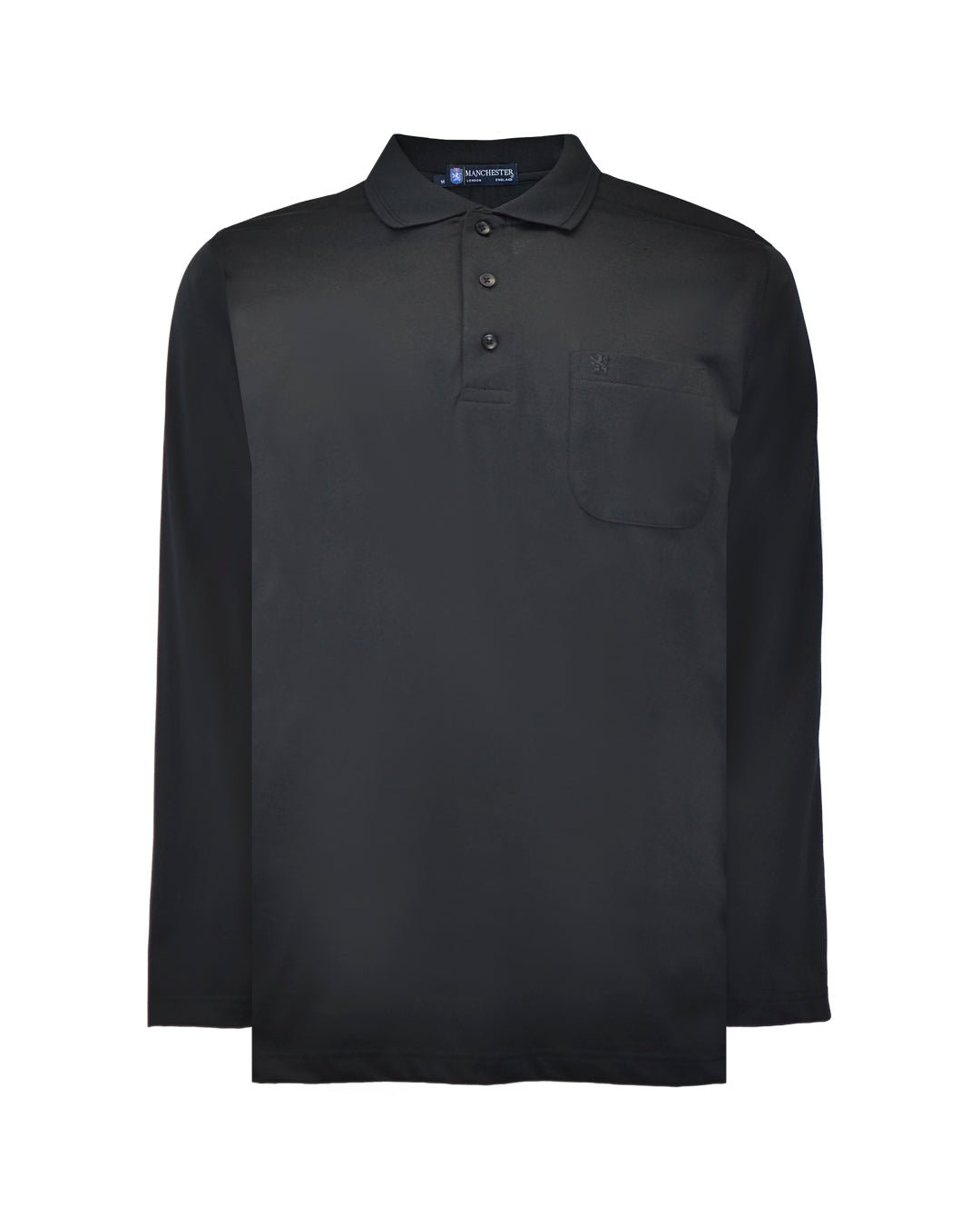 Manchester Playera Polo Lisa Poliéster y Algodón Manga Larga color negro para hombre