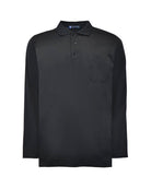 Manchester Playera Polo Lisa Poliéster y Algodón Manga Larga color negro para hombre