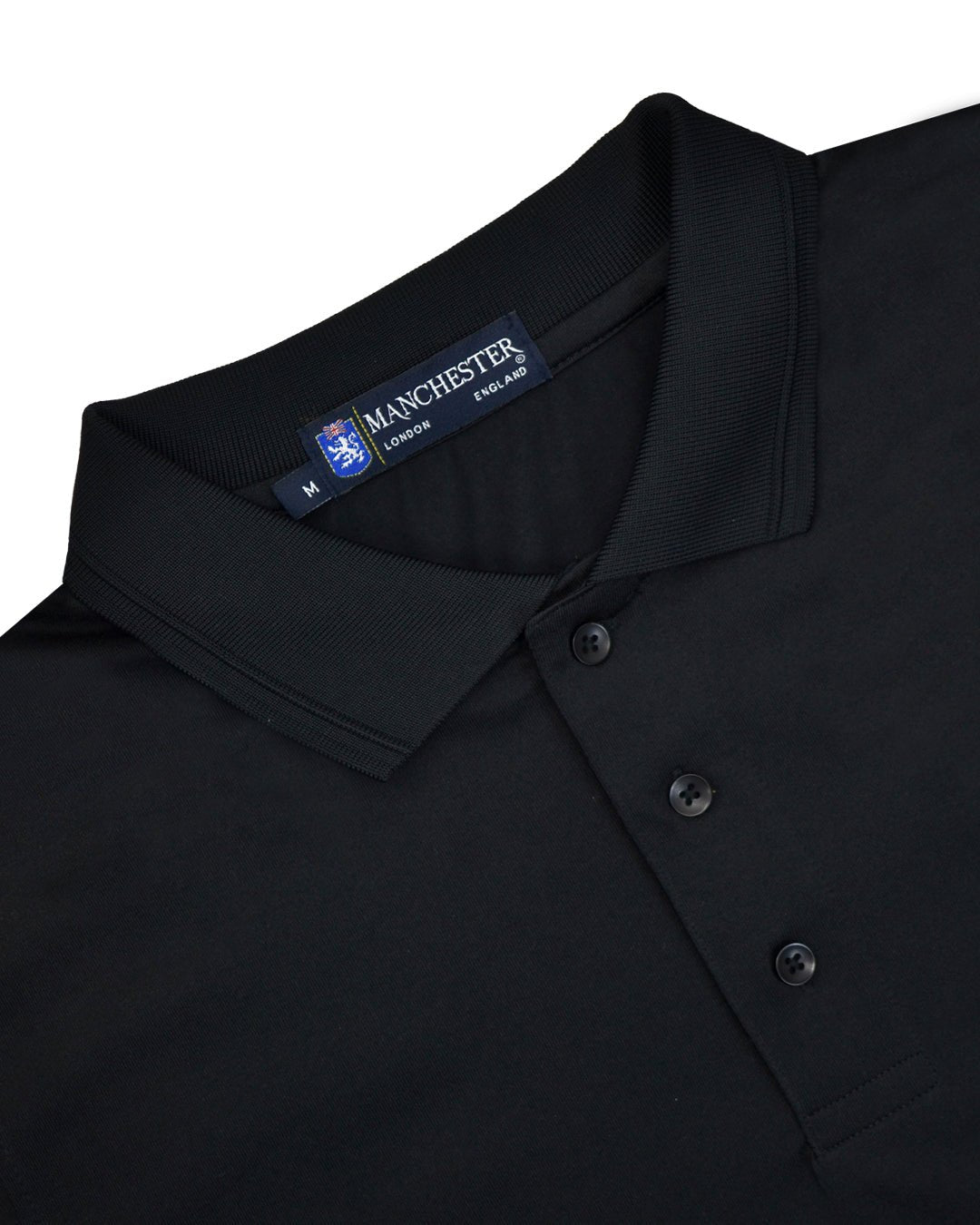 Manchester Playera Polo Lisa Poliéster y Algodón Manga Larga color negro para hombre