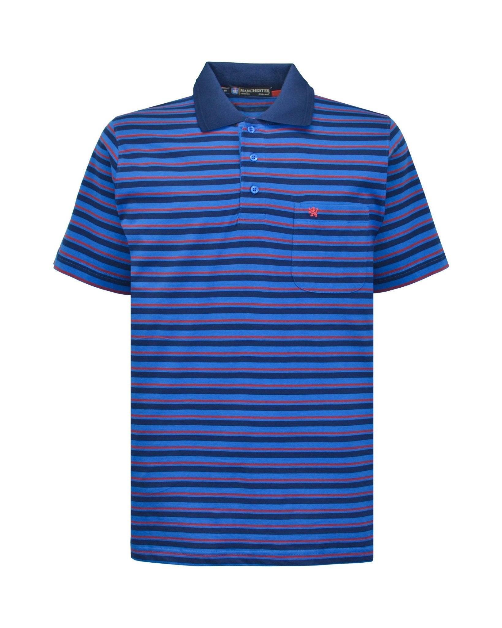 Manchester Polo - Algodón - Rayas Clásica - Manga corta color azul para hombre