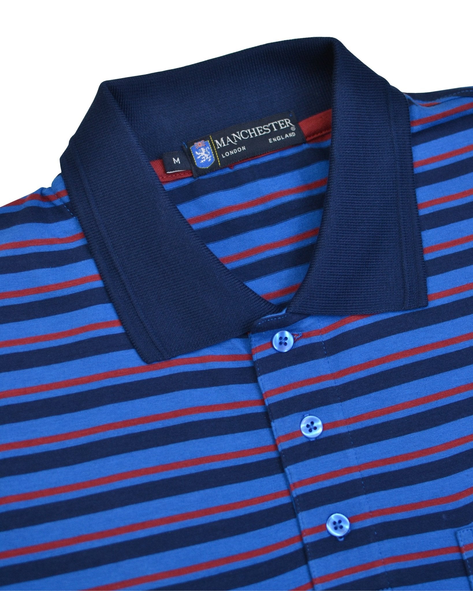 Manchester Polo - Algodón - Rayas Clásica - Manga corta color azul para hombre