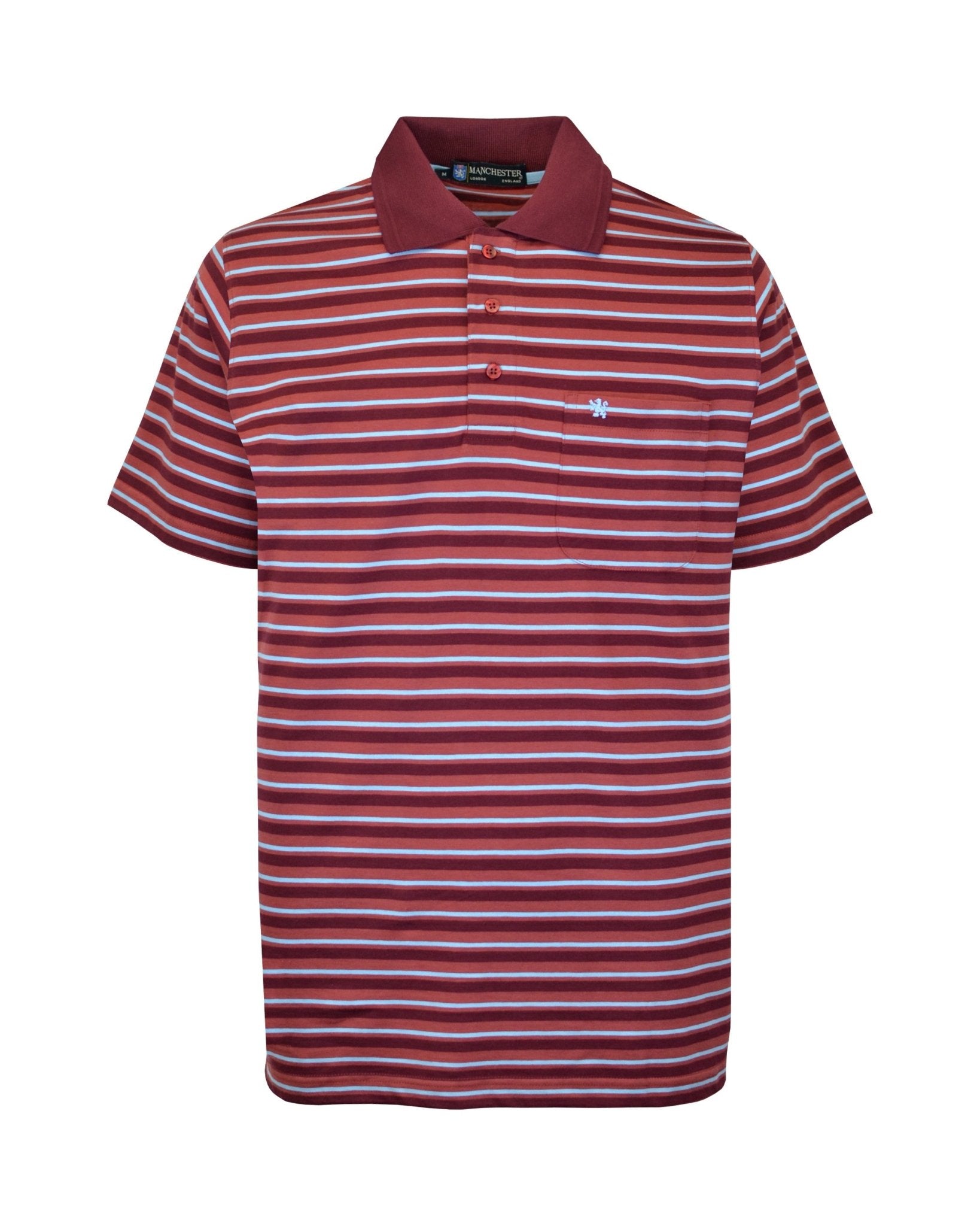 Manchester Polo - Algodón - Rayas Clásica - Manga corta color rojo para hombre