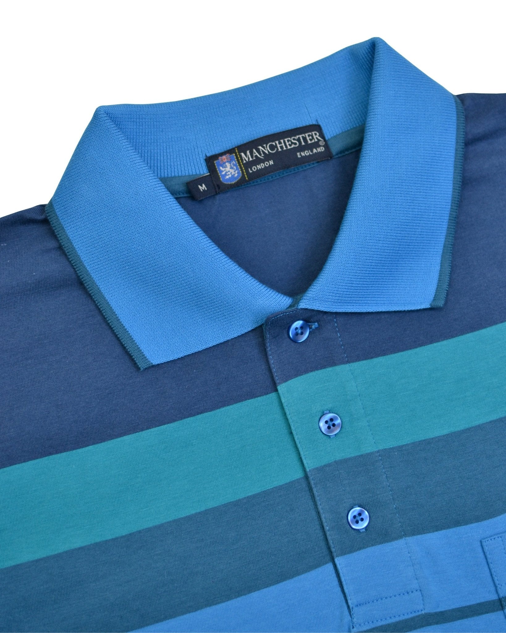 Manchester Polo - Algodón - Degradado Rayas - Manga Larga color azul para hombre
