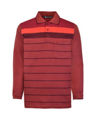 Manchester Polo - Algodón - Degradado Rayas - Manga Larga color vino para hombre