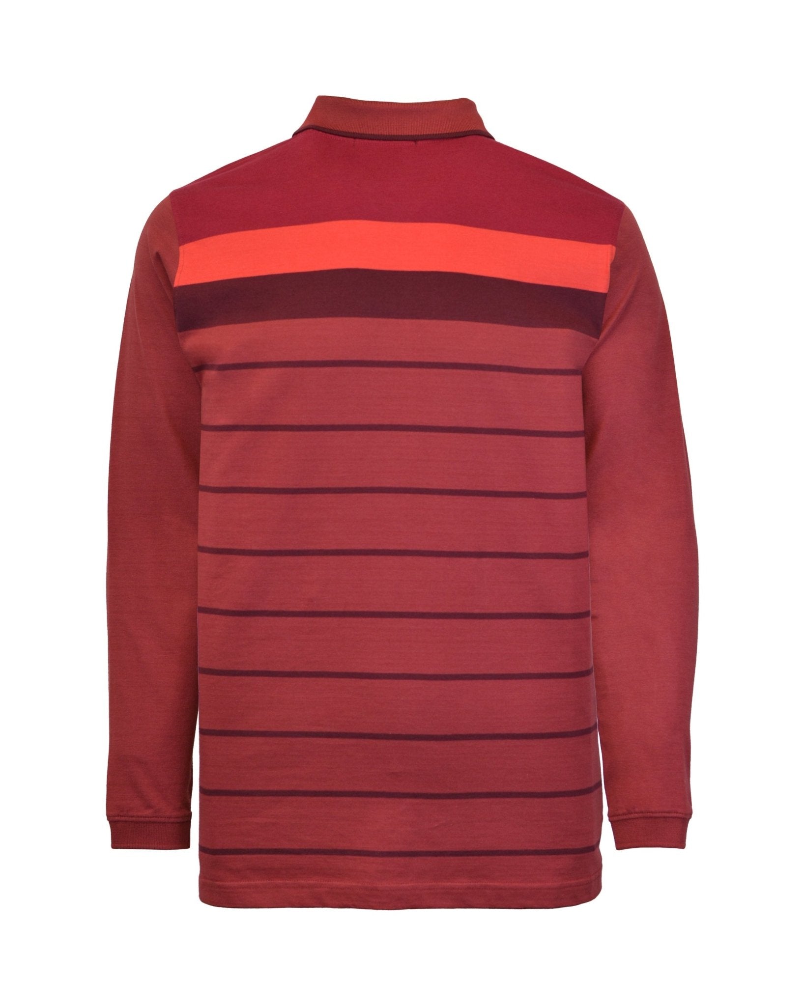 Manchester Polo - Algodón - Degradado Rayas - Manga Larga color vino para hombre