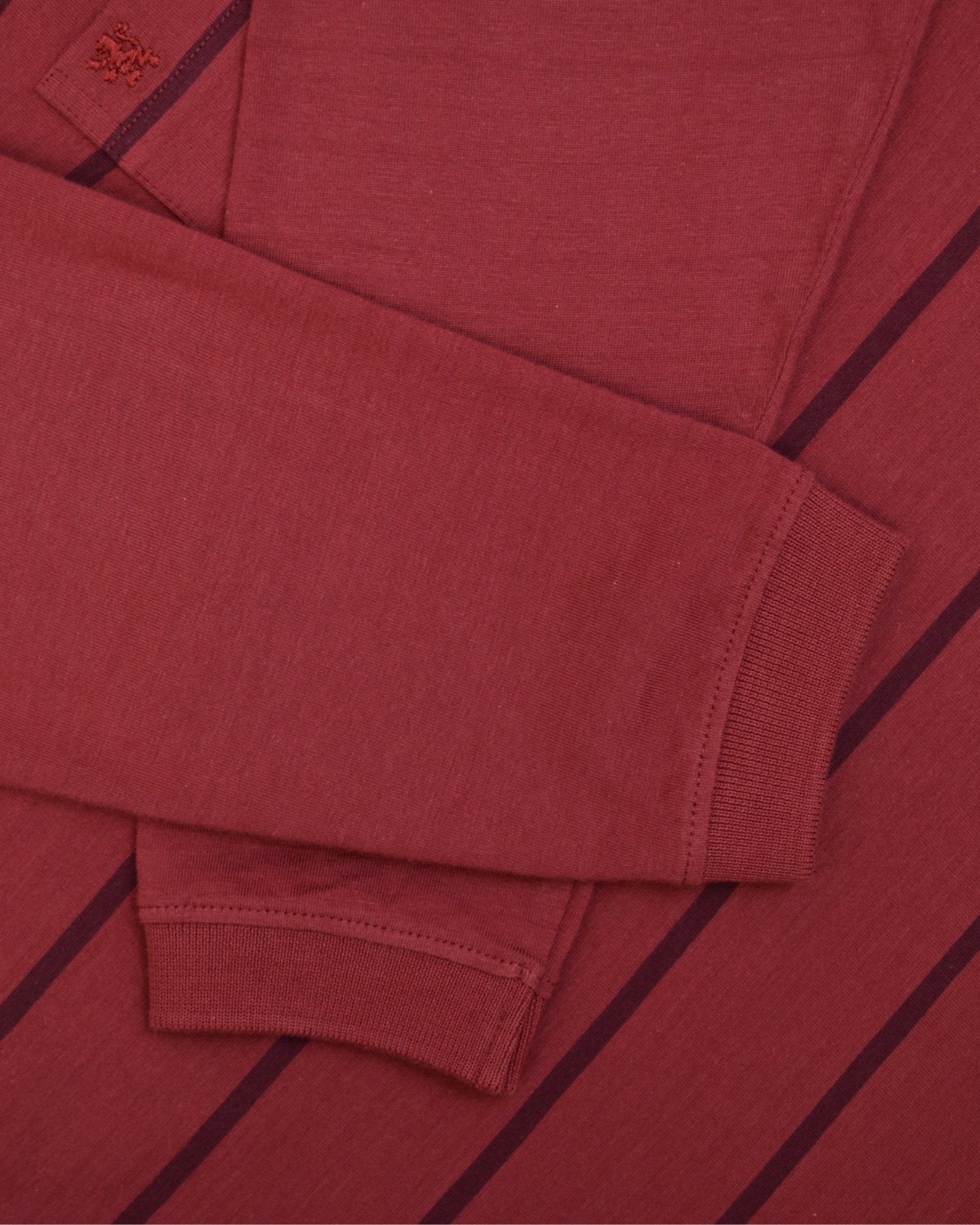 Manchester Polo - Algodón - Degradado Rayas - Manga Larga color vino para hombre