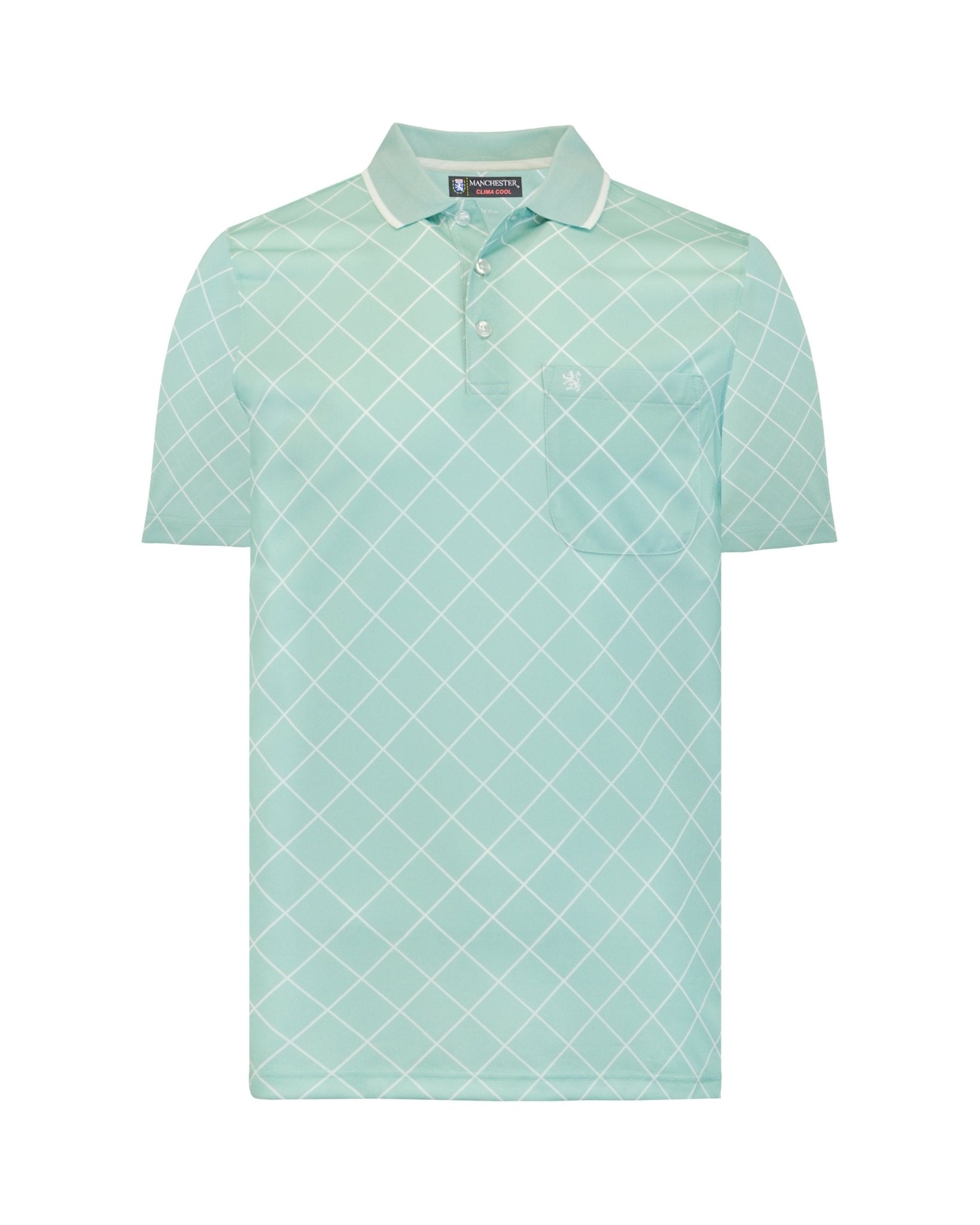 Manchester Polo Cool Free - Patrón de Rombos - Manga corta color aqua para hombre