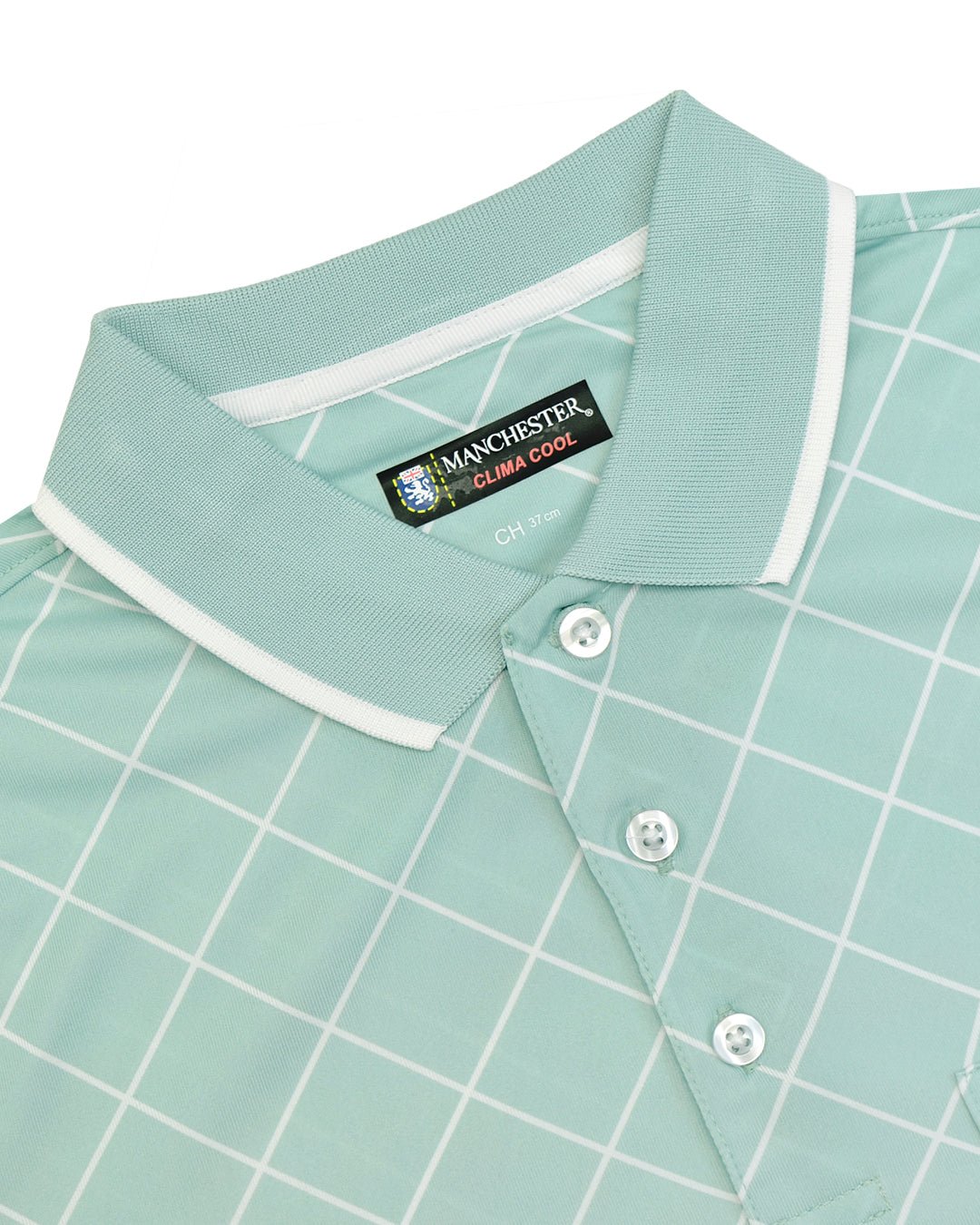 Manchester Polo Cool Free - Patrón de Rombos - Manga corta color aqua para hombre