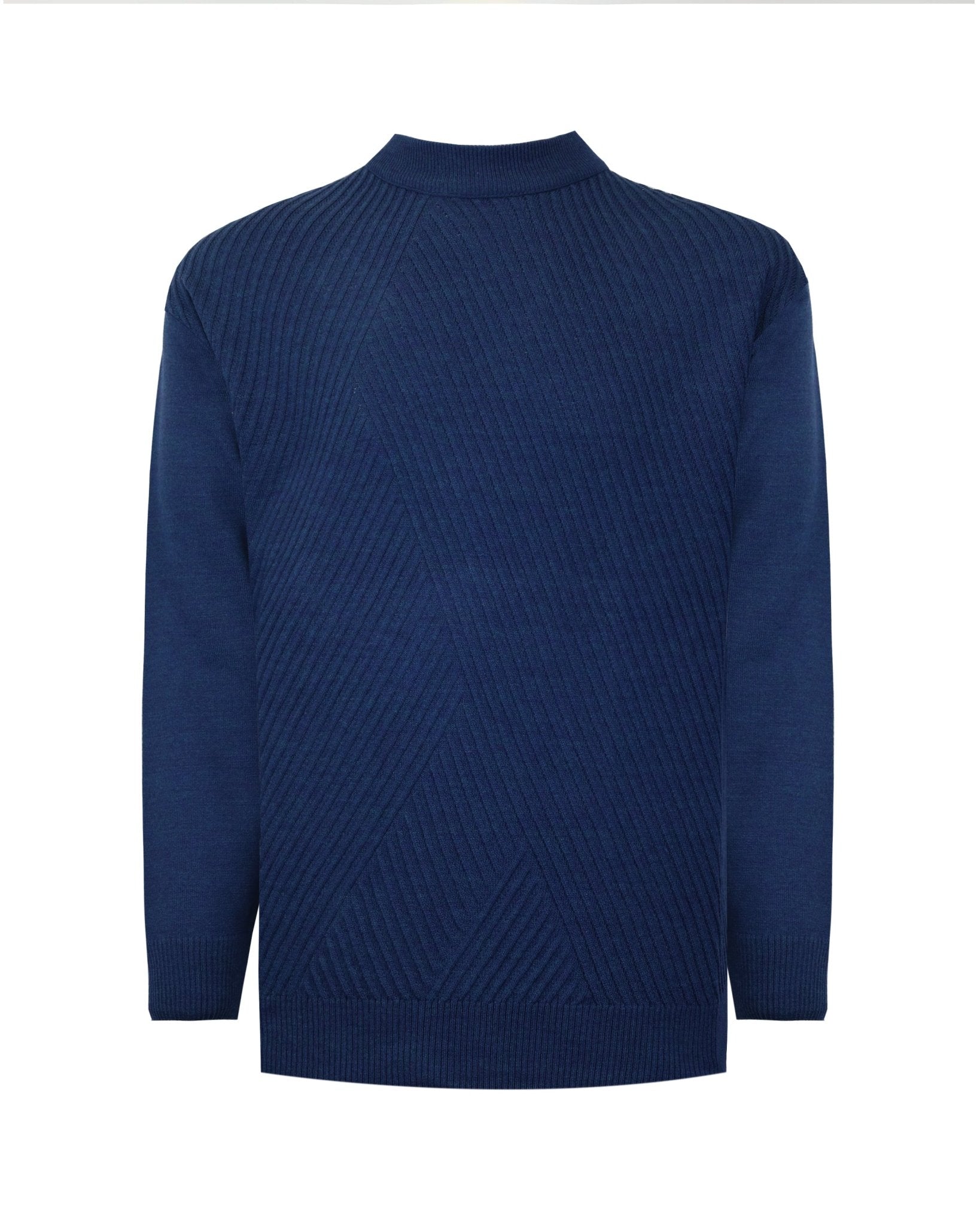 Manchester Sweater con Cuello Redondo y Tejido de Líneas Inclinadas color marino jaspe para hombre