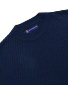 Manchester Sweater con Cuello Redondo y Tejido de Líneas Inclinadas color marino jaspe para hombre