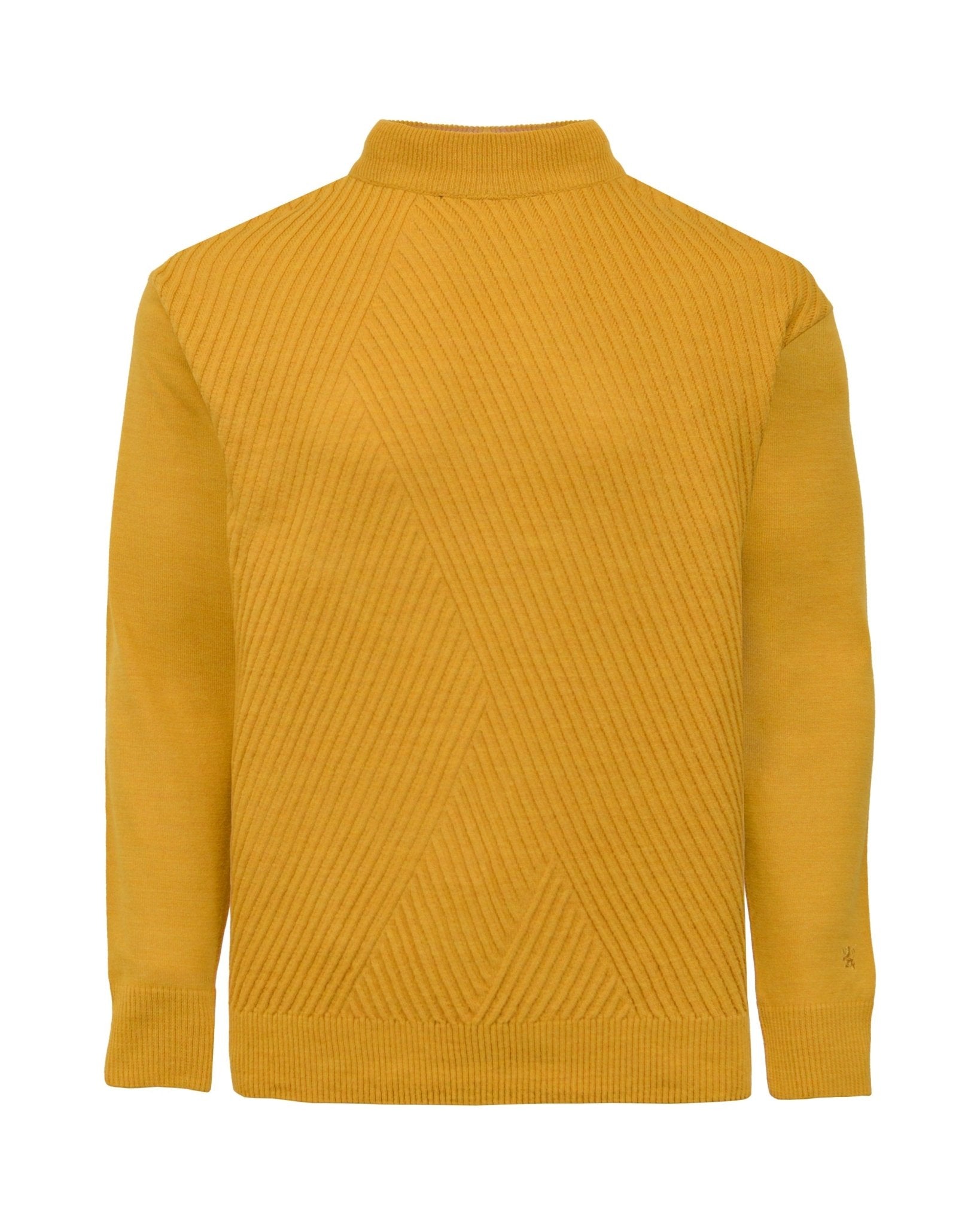 Manchester Sweater con Cuello Redondo y Tejido de Líneas Inclinadas color mostaza para hombre