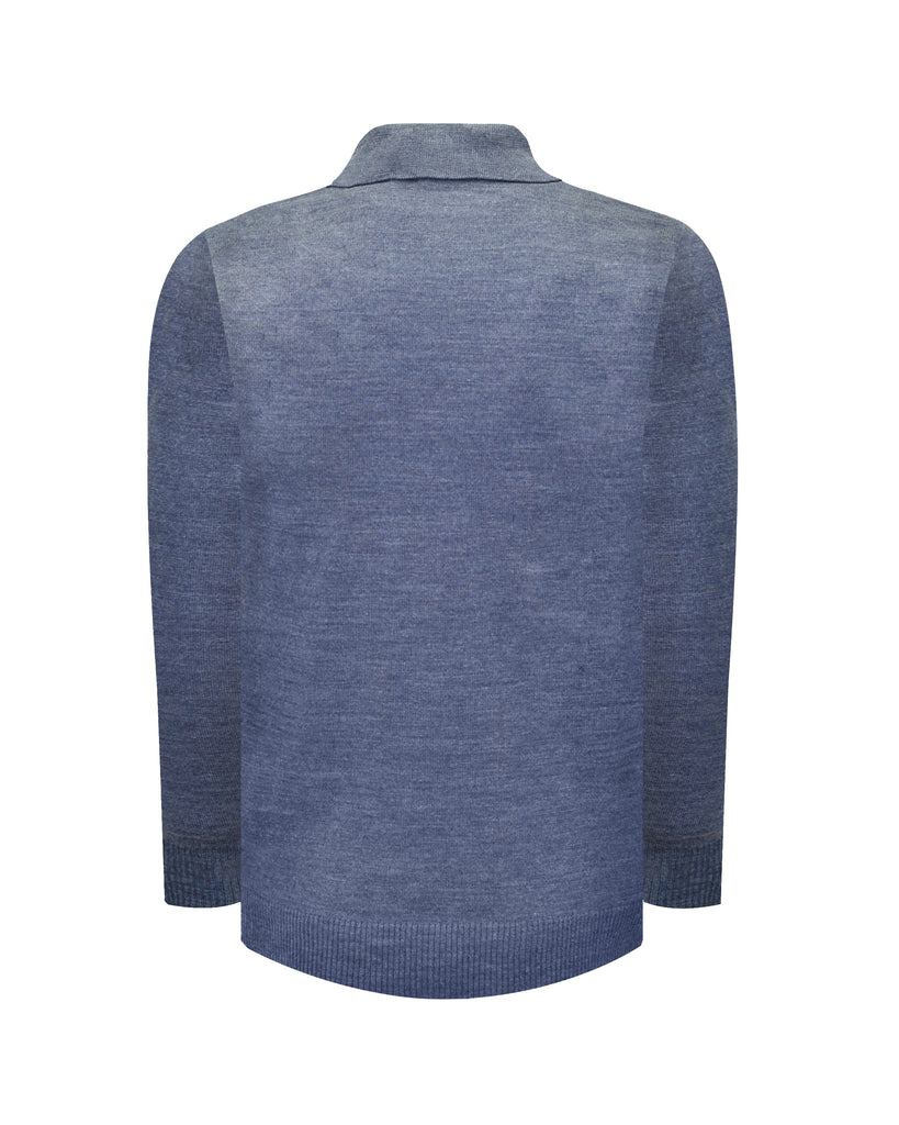 Manchester Sueter Cuello con Botones Slim Fit en Acrilico Vista de Espalda