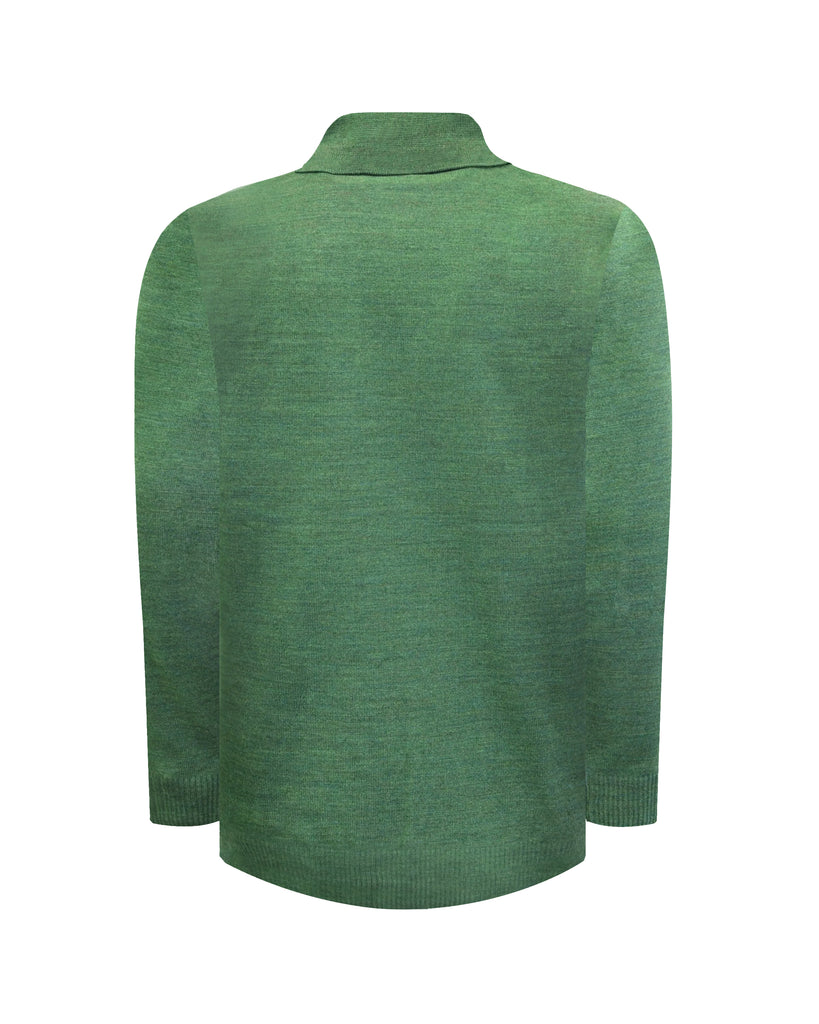 Manchester Sueter en Verde Cuello con Botones Slim Fit en Acrilico Vista de Espalda