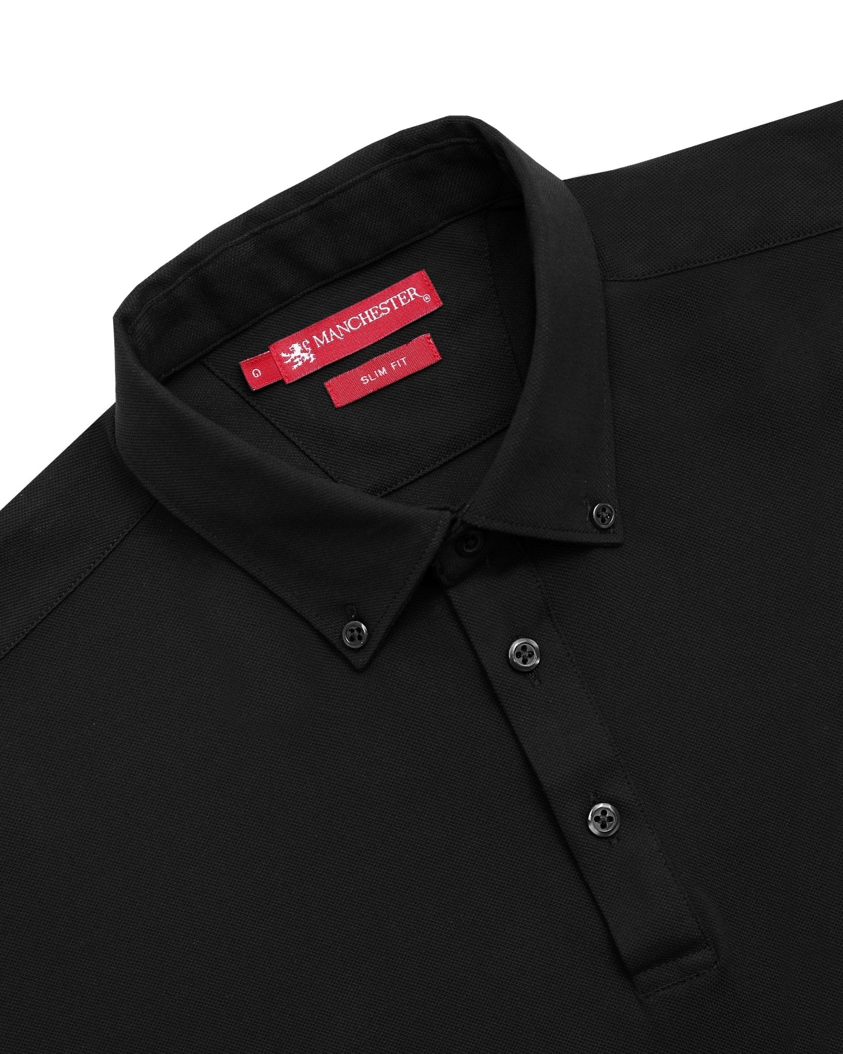 Manchester Performance Playera Polo Slim Fit color negro para hombre