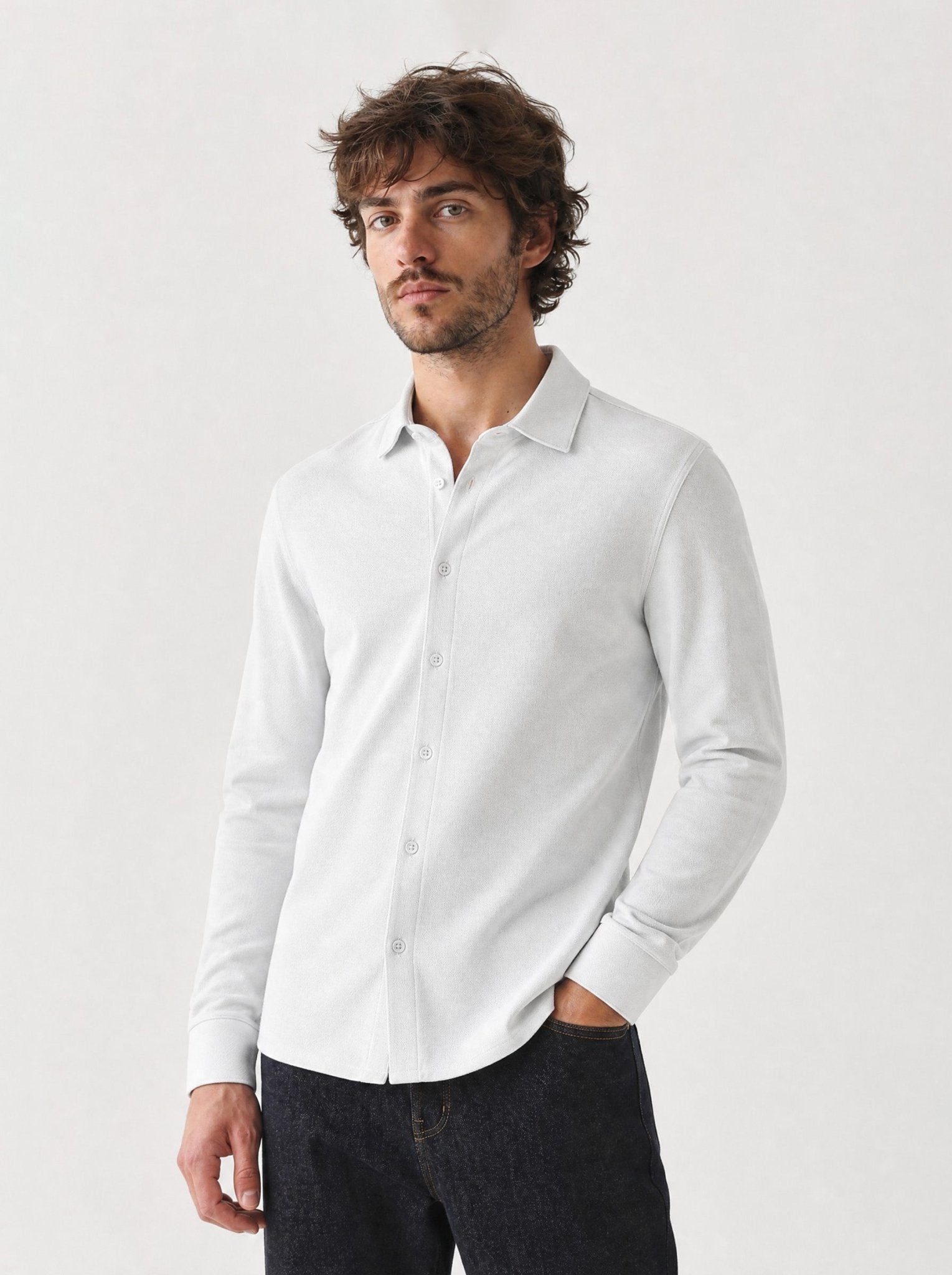 Manchester Performance Camisa Casual Slim Fit color blanco para hombre