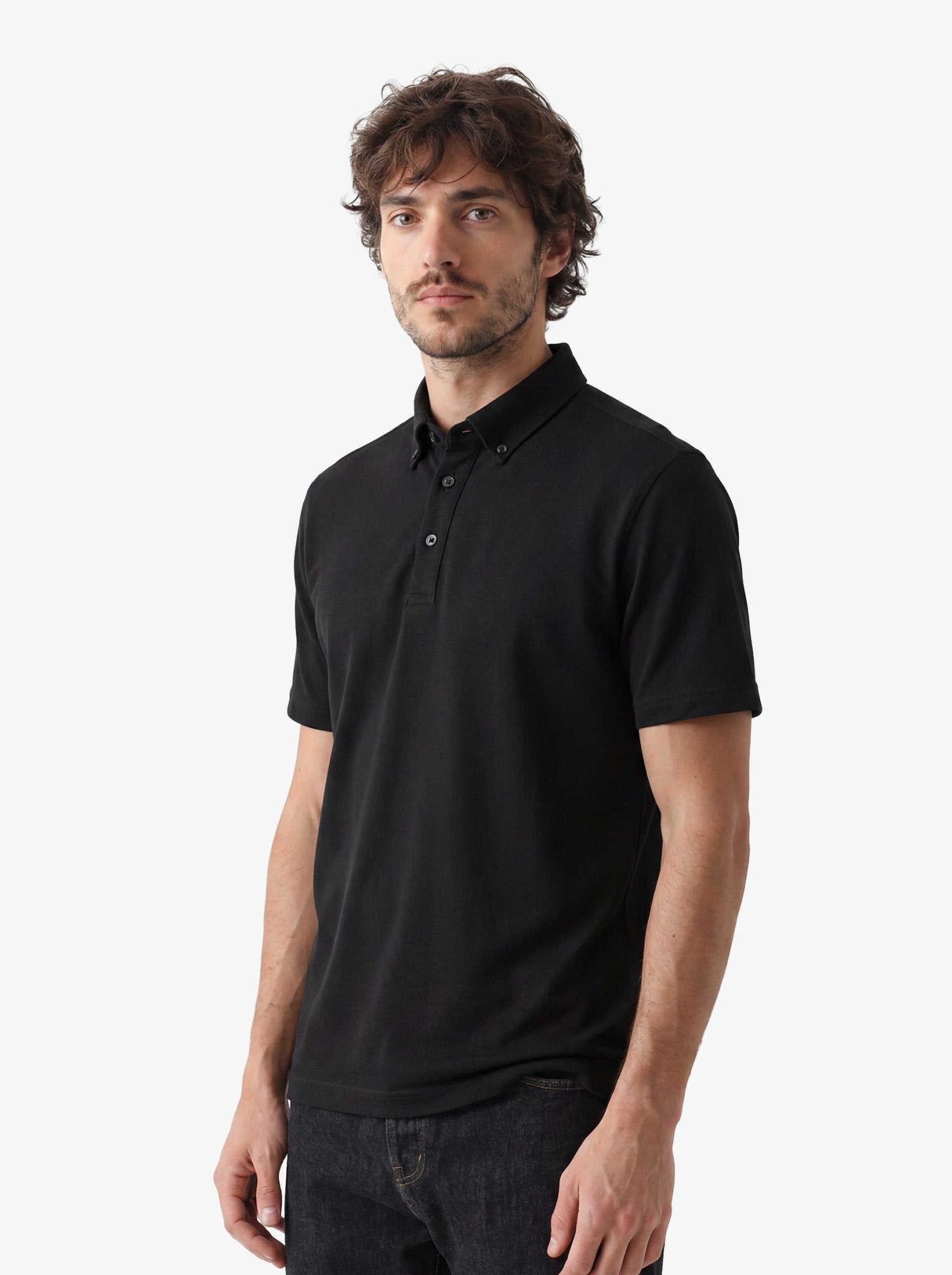Manchester Performance Playera Polo Slim Fit color negro para hombre