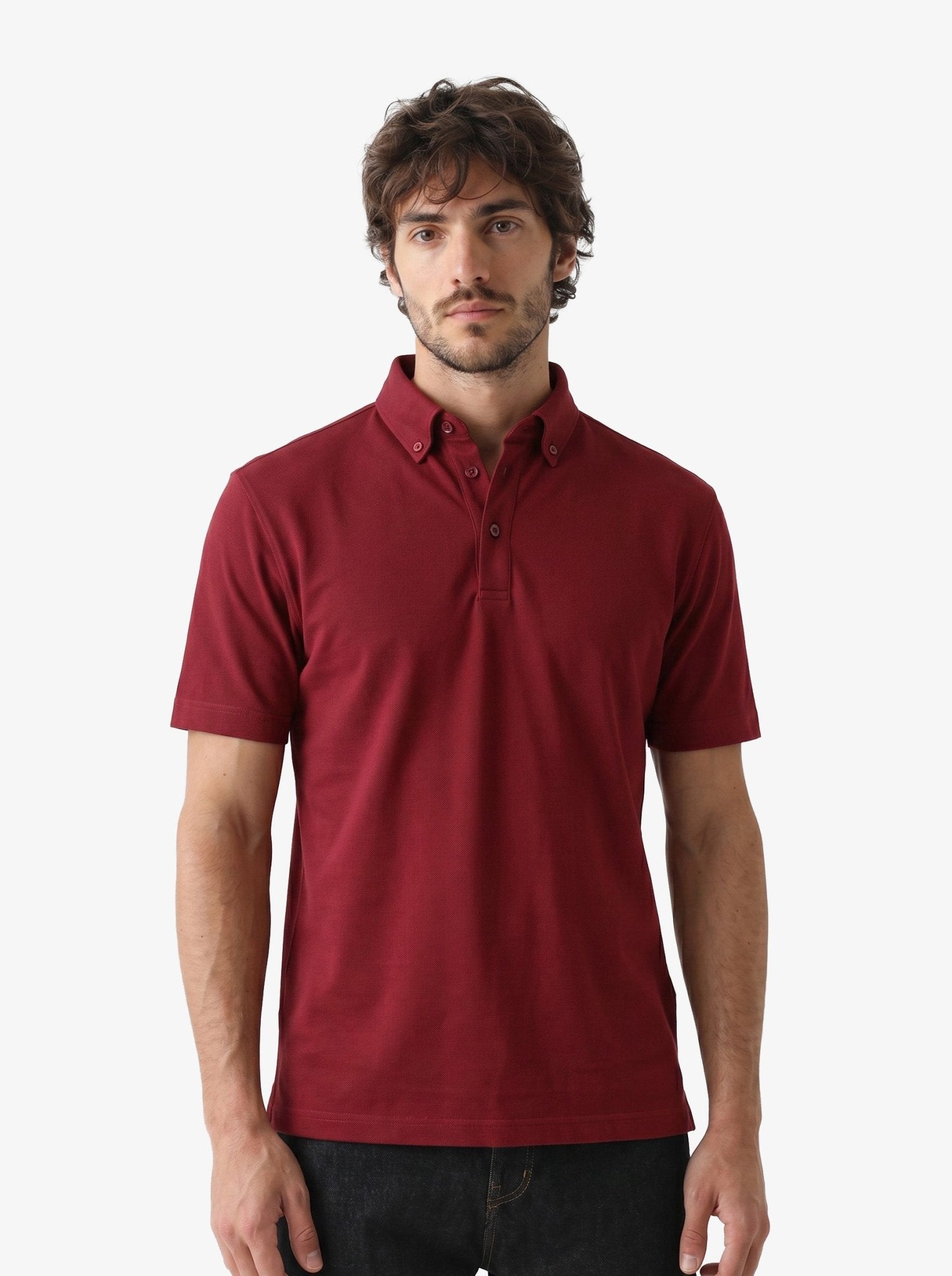 Manchester Performance Playera Polo color guindo para hombre