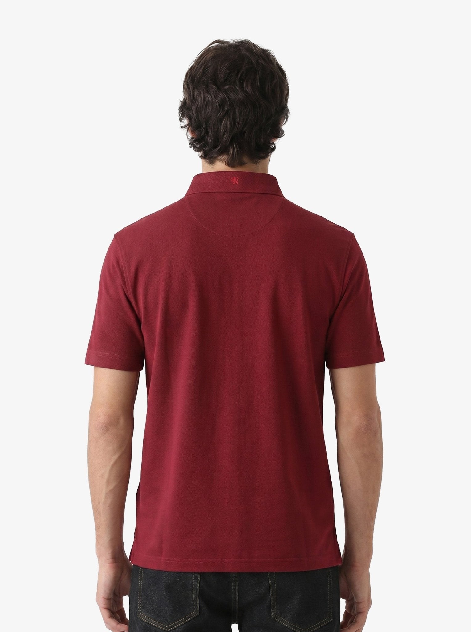 Manchester Performance Playera Polo color guindo para hombre