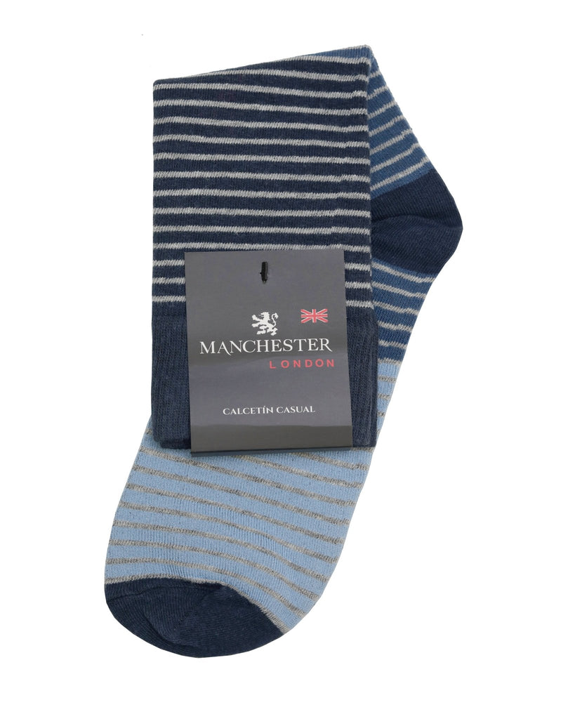 Manchester Calcetin Largo Azul Gris - Manchester