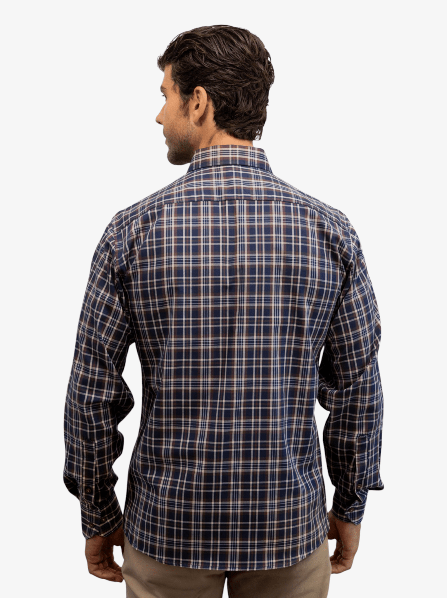Manchester Camisa Casual a Cuadros Marrón y Azul - Corte Regular - Manchester