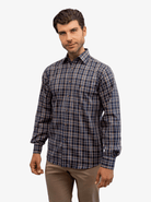 Manchester Camisa Casual a Cuadros Marrón y Azul - Corte Regular - Manchester