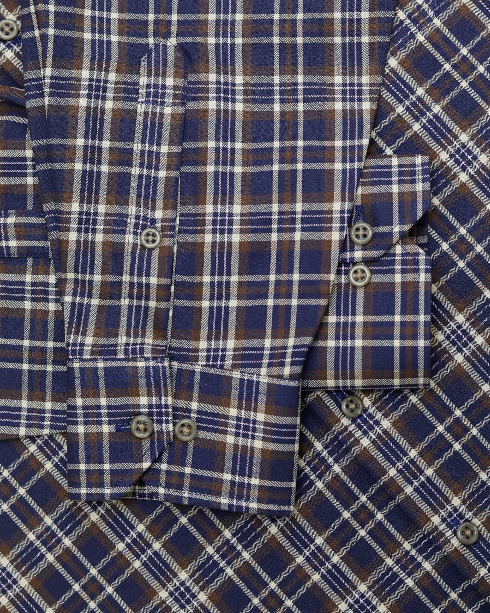 Manchester Camisa Casual a Cuadros Marrón y Azul - Corte Regular - Manchester